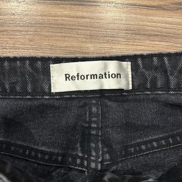 Reformation Pacific Black Studded Harley High Rise Slim Straight Jeans 28 - Picture 5 of 12